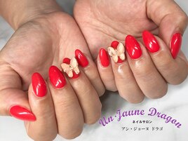 【自爪ネイル】赤ネイル