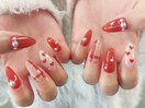 チェックネイル　ハート