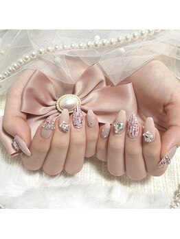 赤ツイード♪冬ネイル