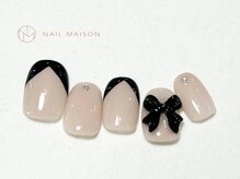 ネイルメゾン 梅田(NAIL MAISON)/ブラックフレンチリボン