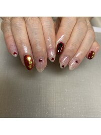 ハートホロ埋め込みネイル*♪