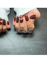 ブルーリボン(blue ribbon)/チェックのボルドーネイル