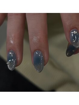 ブルー×シルバーラメグラデ