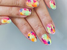 2M ネイル アトリエ(2M NAIL ATELIER)/ネオン タイダイ スター ラメ