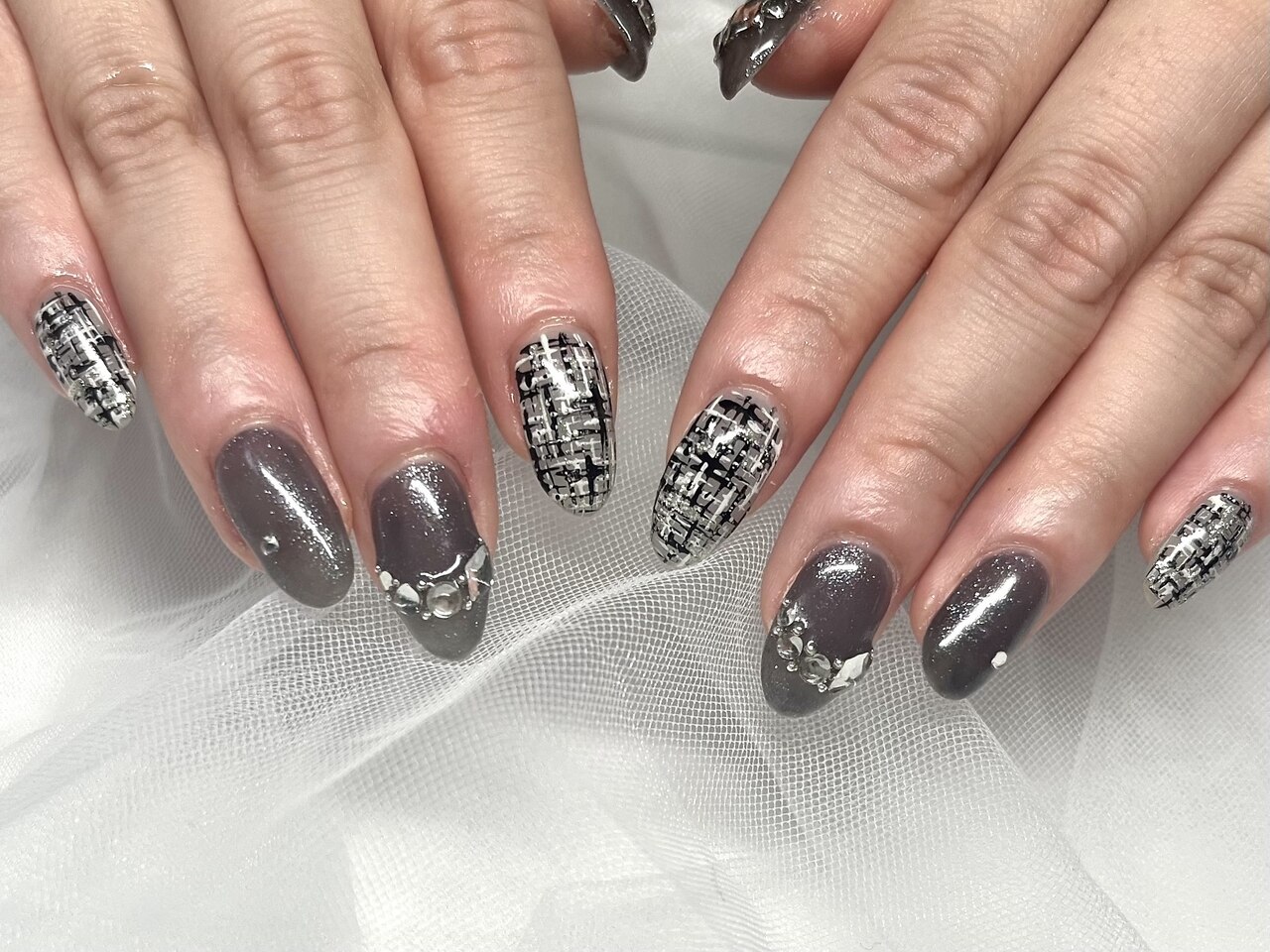 ネイルチップ 量産型 オタク 推しネイル スナ系 ツイード 冬ネイル 黒ネイル m86272948406_1.jpg?1750035643