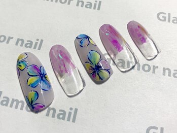 グラマーネイル(Glamor nail)/フラワー×ホログラム