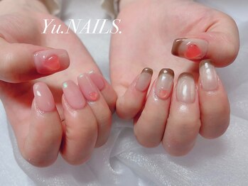 ユーネイルズ 恵比寿(Yu.NAILS.)/UVハート◎オーロラフレンチ