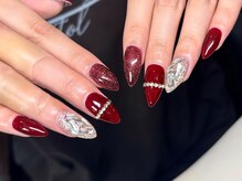 アトリエハルミナ バイ バラ 三島店(atelierharumina by valla)/ボルドーネイル/上品ビジュー