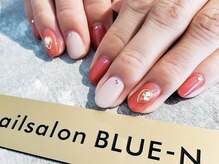 ブルーエヌ(BLUE N)/ちゅるんネイル×透け感レッド