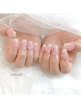 ノルネイル(nol nail)/クリアリボン×チークネイル♪