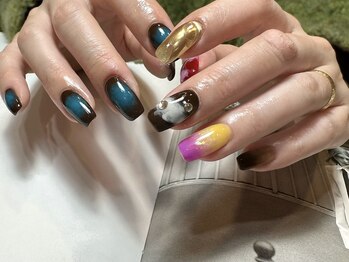 デューネイルスタジオ(dew nail studio)/アシメカラフルニュアンス