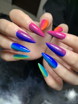 レディグリッター(Lady glitter)/縦グラデレインボーネイル