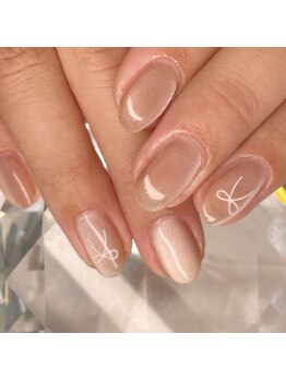 ベージュマグネット+リボン