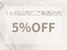 【1ヶ月以内のご予約】全メニュー5％OFF♪