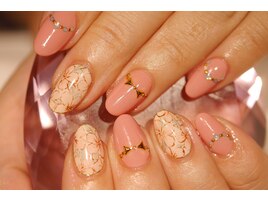 花柄ネイル×リボン