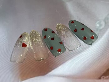 バレンタインネイル