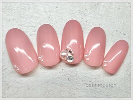 【パール×ピンク上品ネイル】