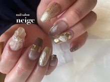 ネージュ(neige)/秋ネイル　ぷっくりフラワー