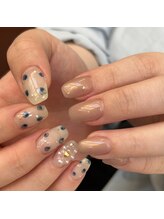 リリ ネイルアンドアイラッシュ(LiRi nail&eyelash)/お花 × ワンカラー