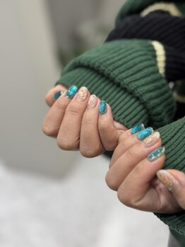 モツヲネイル(motsu.O! NAIL)/ハスの花ニュアンスデザイン