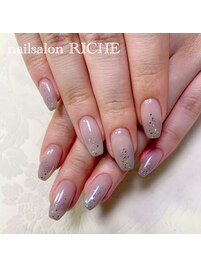 グレーグラデーションネイル