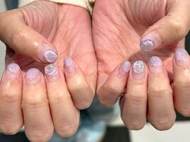 くすみピンクしずく塗りかけ夏