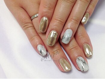 ネイルサロン ビューティーマジック 川口店/大理石風&ミラーネイル