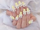 黄色フレンチリボンネイル
