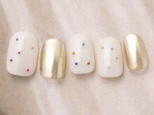 アイネイルズ 天神今泉店(I-nails)/カラフルスタッズゴールドミラー