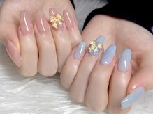 ネイルマジック 仙台一番町店(NAIL MAJIC)/春色×リボン×ワンホンネイル