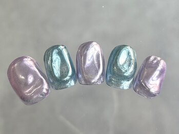 つめノさき/寒色ミラーぷっくりネイル