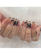 ラズライト(Laslight)/sheer beige × black ribbon