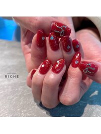 冬ネイル♪リボン＆ハートネイル