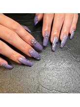 ブルーリボン(blue ribbon)/ギラギラパープル×闇ネイル