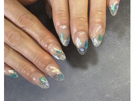 夏の埋め込みアクリルスカルプ