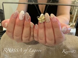 ツイード×蝶々ネイル