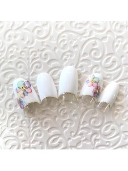 アイリッシュネイル 久屋大通店(Irish Nail)/逆フレンチ×お花