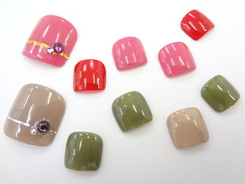 ネイルサロン クイール 小山店(NAIL SALON QUILL)/フット☆ワンカラー＆ストーン