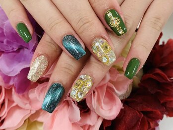 ダブルネイル(Double Nail)/【ほり】キラキラ×マグネット