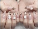 柄ネイル　バラ　ピンク
