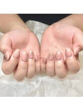 リッシュ トロワ(RICHE trois)/リボン×ピンクベージュネイル