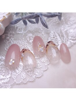 ピオニーネイル(peony nail)/上品レオパードフレンチ