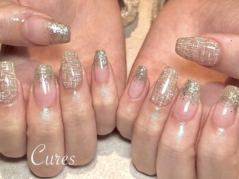 キラキラツイードネイル