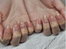 プロモート 岡山城下店(Promote)/シンプルリボンネイル【岡山】