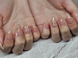 シンプルリボンネイル【岡山】