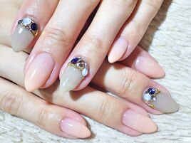 【ハンド】２色グラデ×ビジュー