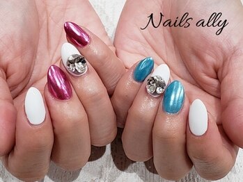 ミラー Vカットストーン 春夏 Pg ネイルズアリー 立川店 Nails Ally のフォトギャラリー ホットペッパービューティー