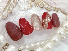 ネイルサロンアンドスクール ラフィーネ 池袋店/クリスマスリボン◆￥7990