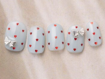 アイネイルズ 天神今泉店(I-nails)/ハートホロドットリボン