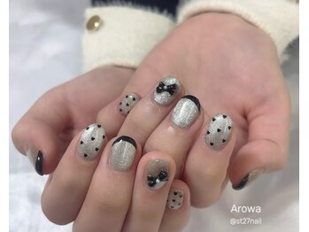 シルバーマグ×黒ハートネイル